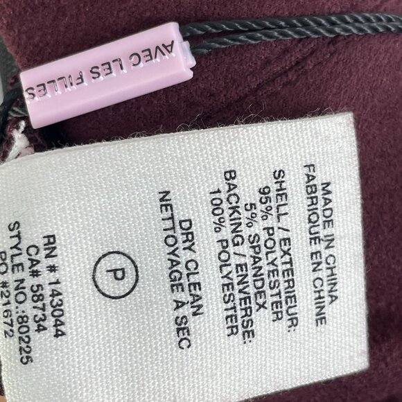 NEW Avec Les Filles XSP Plum Faux Suede Split Hem Pants High Rise - Picture 5 of 8